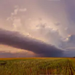 A lone supercell rolls across the Texas countryside near dusk