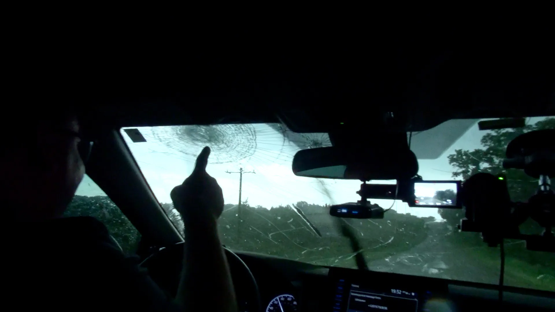 Windshield Destroyed by Hail near Blackwell