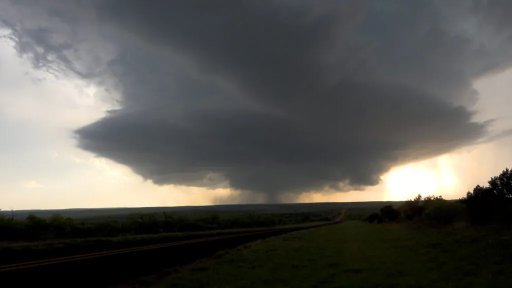 Tornado under supercell structure near Matador Texas